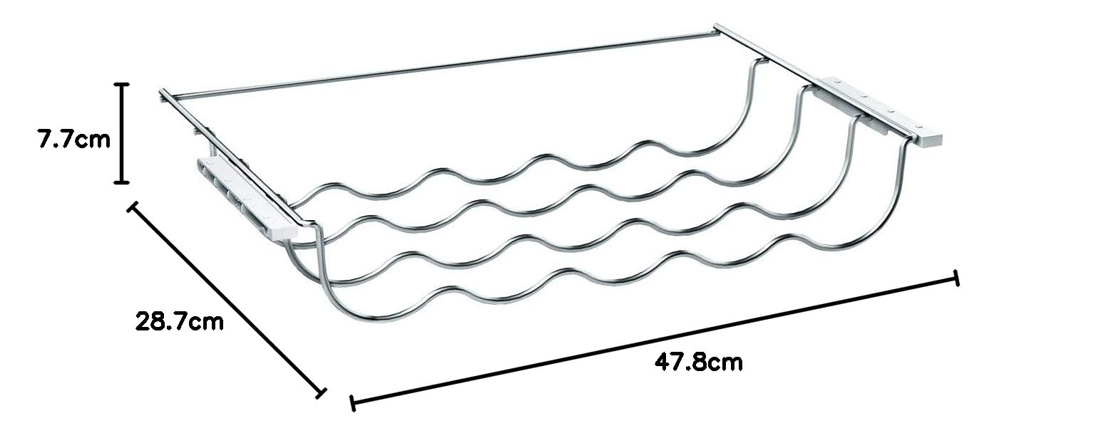 Bosch KSZ10020, Flaschenablage für aufgelistete EINBAU-Kühlgeräte, 5 Flaschen, 28,7 × 47,8 × 7,7 cm (L × B × H), lebensmittelecht, chrom