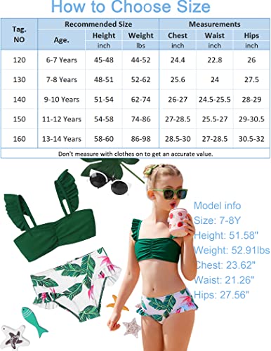 Flypigs Girls' Tankini Beach Sport 2-Piece Swimsuit Ruffle Trim Adjustable Shoulder Strap Bikinis For 13-14 Years #TOP5