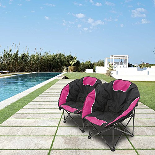 Magshion Camp Low Folding Beach Chairs For Adults, Portable Lightweight Padded Round Camping Beach Chair, Foldable Chair For Sand Camping Concert Travel With Storage Carry Bag Set Of 2 (Pink) #TOP1
