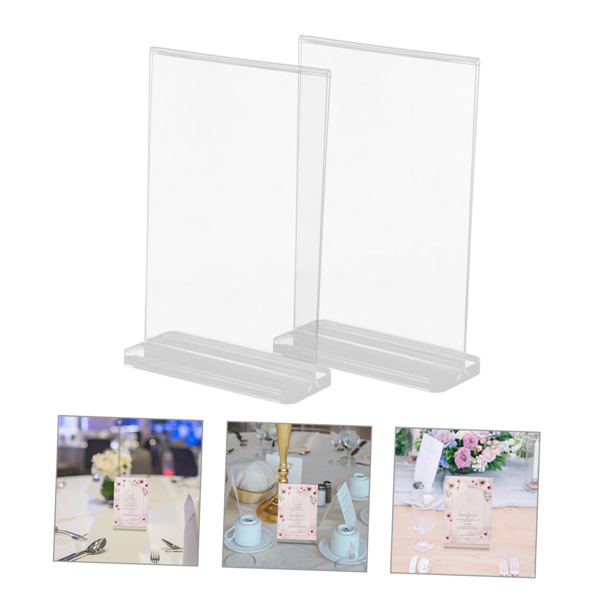NUOBESTY Acrylique Présentoirs à Menus Format A6, Lot de 10, Modèle en T, Base Antidérapante et Stable pour Table, Restaurant et Comptoir