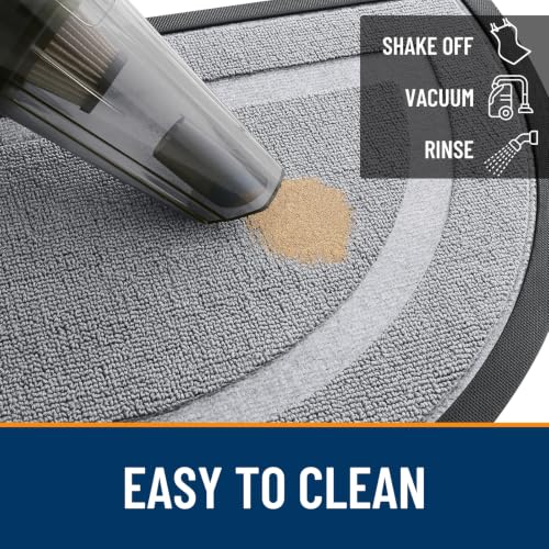 Image of OLANLY Half Circle Door Mat Indoor Outdoor Entrance Welcome, Waterproof All-Season, All-Weather Doormat, Sturdy Natural Rubber, Low Profile, Easy Clean Patio Porch Entryway Mat, 35x23, Silver Gray