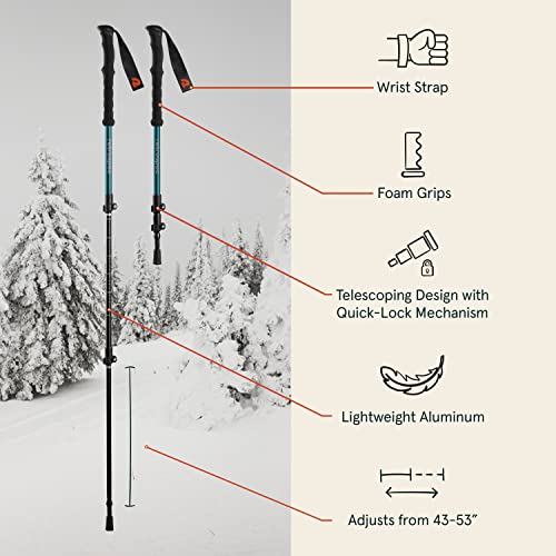 Image of Retrospec Drifter Snowshoes & Trekking Poles Bundle with Adjustable Bindings - Lightweight Aluminum Snow Shoes for Women & Men - All Terrain Hiking & Winter Sports