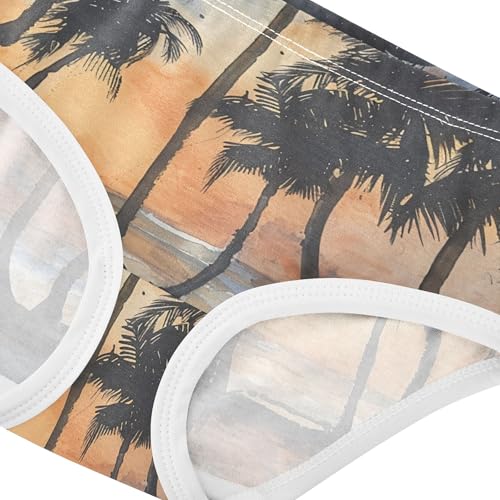 Cotton Girls Underwear Toddler Beach Watercolor Painting Tropical Little Girl Panties Fun Print Underpants Briefs 2t4