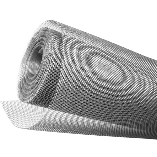 Jusdoja Stainless Steel Wire Mesh Roll 2M X 30CM Rodent Control Metal Woven Mesh 1mm Aperture for Vents Cover Air Brick Pest Proofing