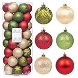 Every Day is Christmas Ornaments, Shatterproof Christmas Tree Ornament Set, Christmas Balls Decoration 50 Count (2.24'/57mm, Woodland)