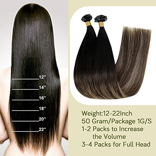 RUNATURE U Tip Hair Extensions Real Human Hair Brown Ombre Blonde Fusion 20 Inch U Tip Hair Extensions Remy 50g 50 Strands - Image 4