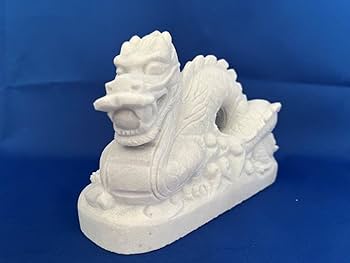 Amazon.co.jp: 漢白玉 白龍置物 L18cm石像 石材 大理石 置物 白龍 辰年