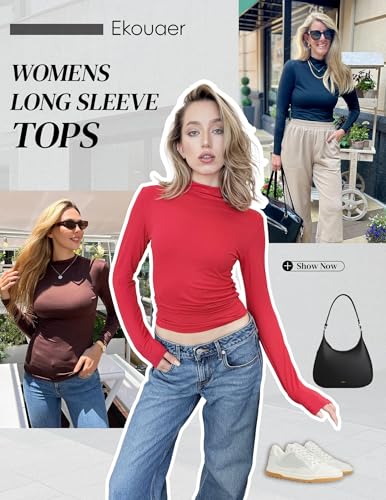 Ekouaer 3 Pack Turtleneck Shirt Women Long Sleeve Mock Neck Slim Fit Tops Winter Thermal Base Layer Soft Stretch Undershirts3