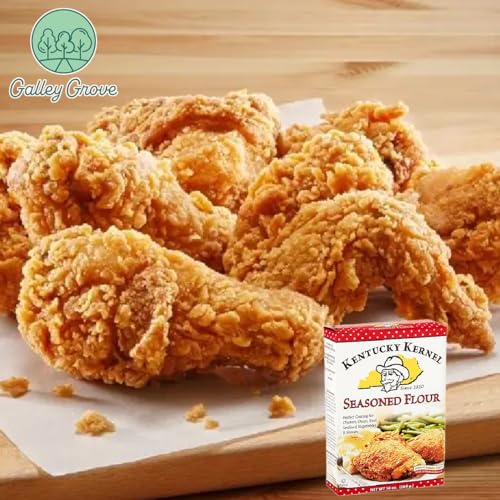 Kentucky Kernel Seasoned Flour Mix Coating Bulk 10 oz (4-Pack), 40 Total Ounces, Chicken, Chops, Beef, Seafood, Vegetables, Fried Pickles and Gravies Bundle With Galley Grove Sugar Free Mints