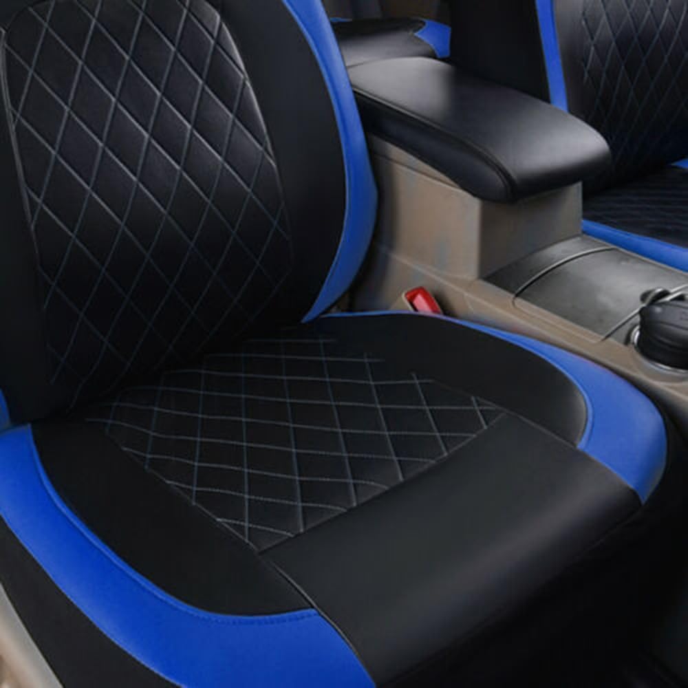Ensembles de Housses Siège Voiture pour Fo-RD Edge 2015 2016 2017 2018 2019 (5seats),Respirant Anti-dérapant ImperméAble Cuir Couvre Siege,Protege Siege Voiture Housses,B/9pcs Set Blue