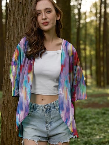 Image of Chunoy Women Short Sleeve Chiffon Kimono Beach Swimsuit Cover Up