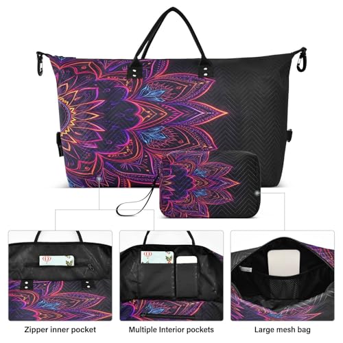 Travel Duffle Bag Weekender Bags Overnight Bag with Toiletry Bag Gym Duffel Bag Datura Flower for Travel Business Trips Sport2