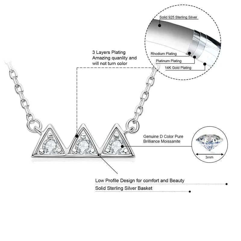 Collier Moissanite pour femmes pendentif argent 925 véritable tour de cou chaîne fine D