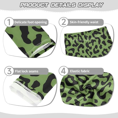 Green Leopard Print Girls Leggings Soft Stretch Workout Yoga Dance Pants for Kids Casual Tights3