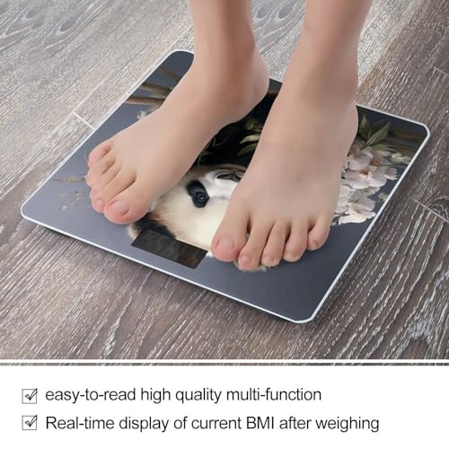 Báscula digital de baño Panda con flor, moderna y compacta miniatura 5