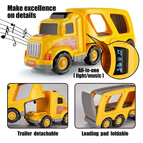 TEMI Truck Toys for 3 4 5 6 7 Year Old Boys - Construction Vehicles Transport Carrier Car Toy for Toddlers 1-3, Truck… - Image 6
