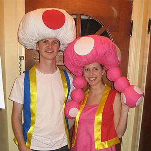 Image of Anime Mushrooms Hats Caps Cute Red and Green Hats Halloween Coplay Hat for Adults
