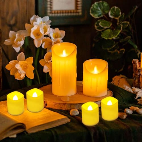 Image of Jialine 12 Pack Flickering Flameless Votive LED Tea Lights Candles, Electric Fake Battery Operated tealights Candles for Halloween,Christmas,Wedding,Party and Holiday Decoration