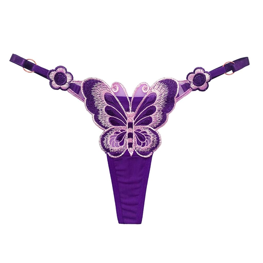Yigzycn Unisex Purple Women G-String Thongs Panties T-Back Breathable Cheeky Underwear Panties Gifts