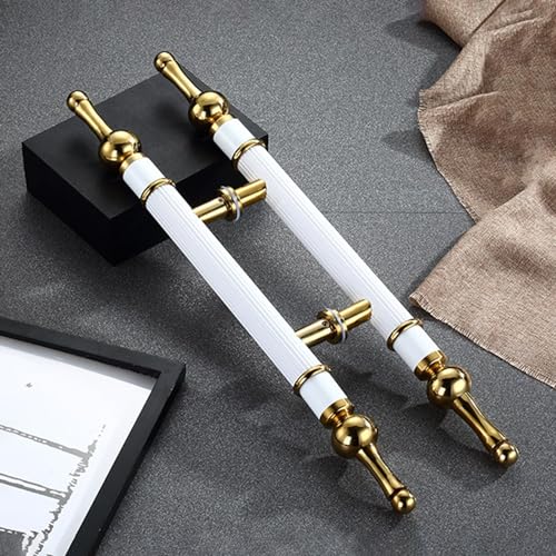 Poignée de porte en forme de H rétro en acier inoxydable blanc pour porte en bois 86x40 cm