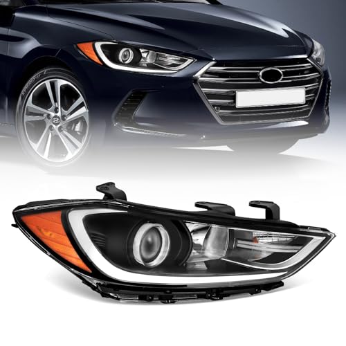 XGWZ Headlight Assembly Compatible with 2017 2018 Hyundai Elantra Black Housing Right Passenger Side