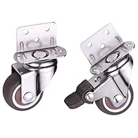 Vista 2 de Paquete de 4 ruedas giratorias pequeñas en forma de L de 1 pulgada, rueda de goma TPR, ruedas de metal en forma de L, placa de montaje lateral