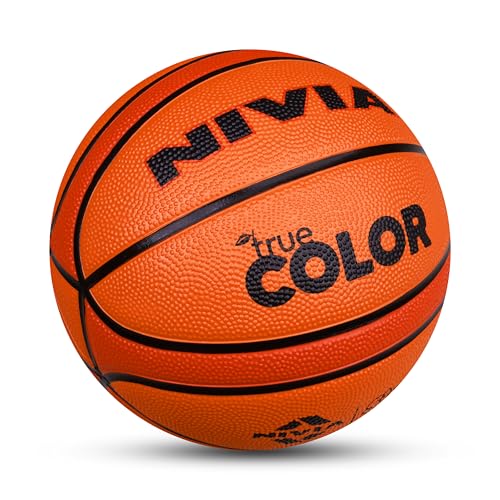 Image of Nivia True Color Basketball, As per BFI Standard, 14 Panels, Moulded Soft Rubber Cover with Pebbled Texture, Butyl Threadwounded Bladder, Made for Tournaments, To Play on All Indoor & Outdoor Surfaces