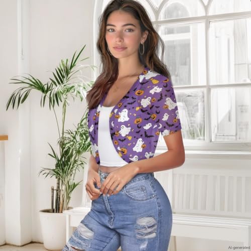 Image of Womens Short Sleeve Bolero Shrug Open Front Knit Cropped Cardigan Shoulder Cover for Dress Cute Casual Knit Cover Up