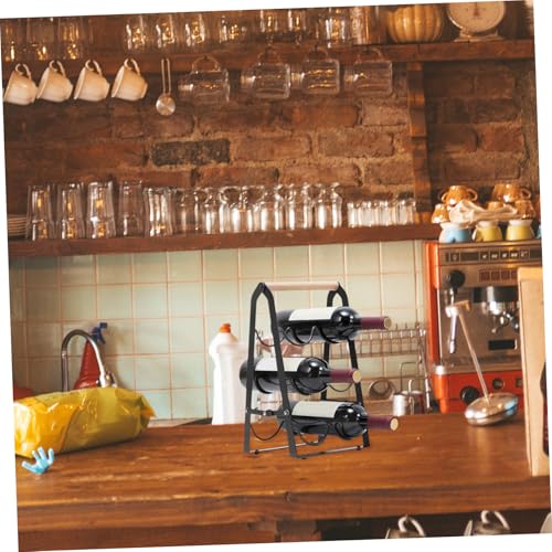 Soporte plegable de vino de hierro y madera para mesa miniatura 5