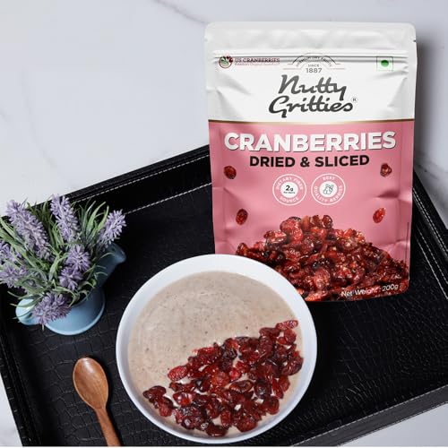 Image of Nutty Gritties Dried US Cranberries 200g | Cranberry, Healthy Snack for kids and adults | Resealable Pouch