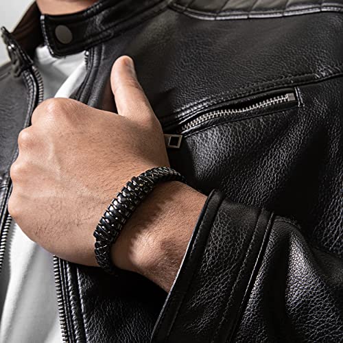 Image of SERASAR Premium Leather Bracelet Men | Stainless Steel Magnetic Clasp | Three Colors | Jewelry Box Included