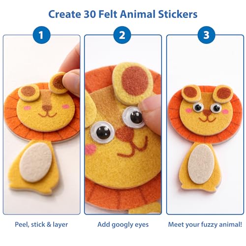 Image of Chalk & Chuckles Fab Felt Sticker Craft Activity Book for Kids Age 4-8 Year | Build 30 Reusable Felt Animals Stickers, Fine Motor Skills, Storytelling Play, Mess-Free Art, Preschool Birthday Gift 3+ Year