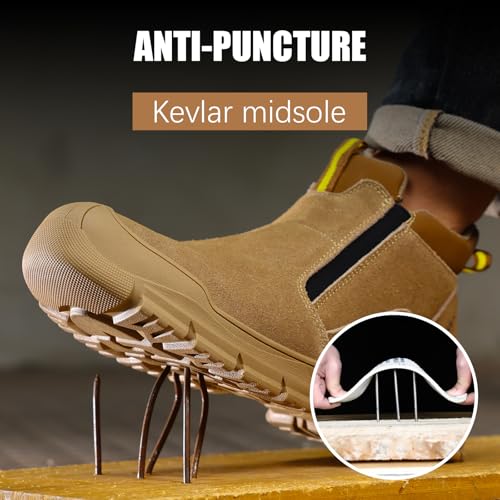 Image of GLANOUDUN Welding Work Boots for Men Slip on Steel Toe Shoes for Men Indestructible Steel Toe Boots Welder Men's Working Shoes Fireproof Safety Footwear for Construction Men's Work & Safety Footwear
