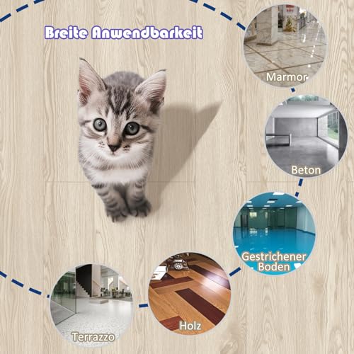 Oxdigi PVC Bodenbelag Selbstklebende 6m², Holzoptik Vinylboden Bodenfliesen, Verdickende Bodenaufkleber für Eingangstür, Wohnzimmer, Küche, DIY Zuschneidbar Vinyl-Fußböden 60x1000 cm