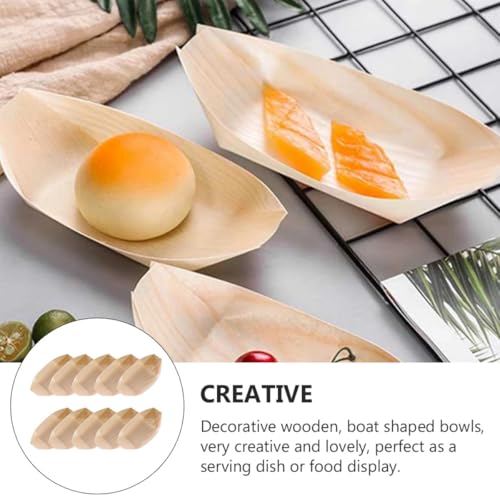 Platos desechables de madera Lurrose 50 uds forma barco miniatura 7