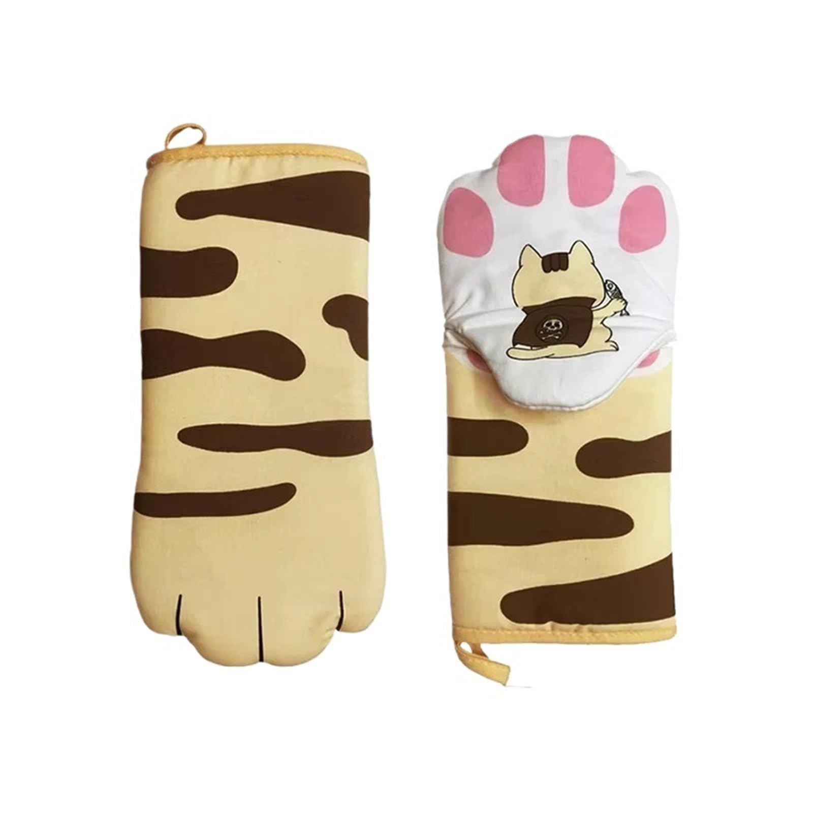 Gants de cuisine patte de chat mignons et isolés anti-brûlure