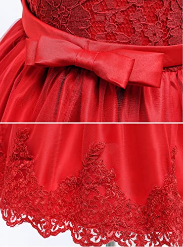 Image of LZH Baby Girls Ruffle Lace Backless with Headwear,Bowknot Flower Dresses Pageant Party Wedding Baby Girl Christmas Dress