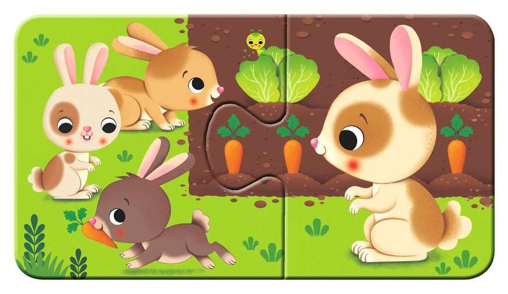 Ravensburger- Tiere Animali 9 x 2 Pezzi My First Puzzle per Bambini a Partire dai 2 Anni, Multicolore, 03123