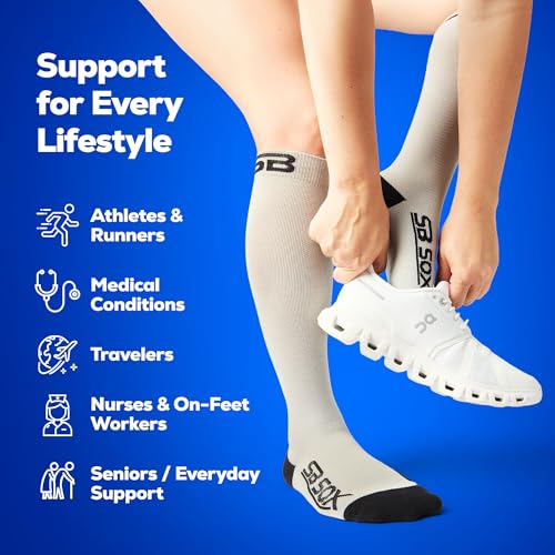 Image of SB SOX Compression Socks for Men & Women (20-30mmHg) - Best Compression Socks for Travel, Medical, Sports, Wide Calf Fit, and Daily Wear