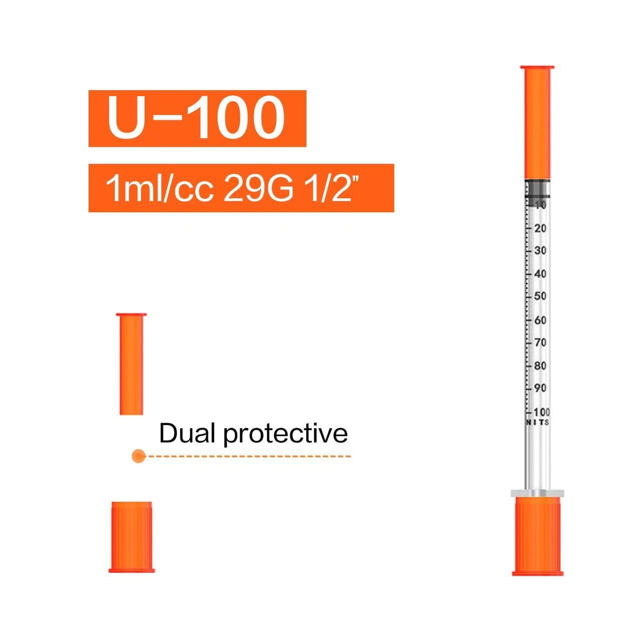 U-100 Syringes with Needle 1ml/cc 29G 1/2'' Disposable Syringe, Individual Wrapped, 100 PACK — Amazon image 5