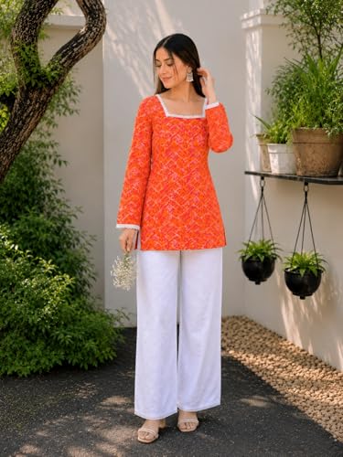 Image of Avayayat Women's Printed Short Kurti for Girls | Regular Wear Flared Tunic Top | Stylish & Comfortable Rayon Kurti