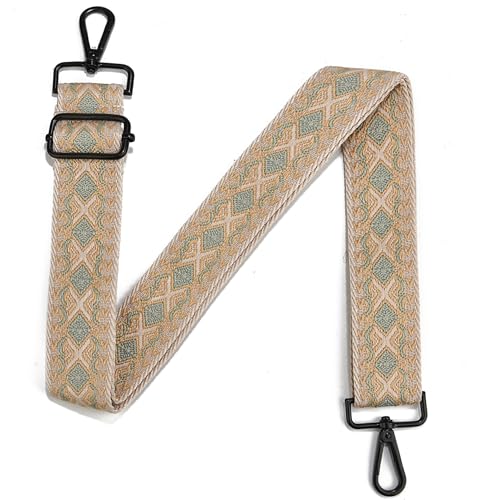 Image of Crossbody Straps for Purses Silver Hardware Purse Strap Wide Shoulder Strap Adjustable Replacement,Retro Jacquard Embroidery for Shoulder Bags, Canvas Tote Handbags