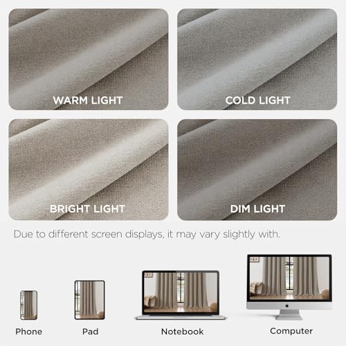 Image of Joydeco Light Filtering Curtains 72 Inch Length for Bedroom, Faux Linen Curtains 72 Inch Length 2 Panels Set for Living Room, Semi Sheer Curtains 72 Inches Long with Rod Pockets(52x72 inch, Birch)
