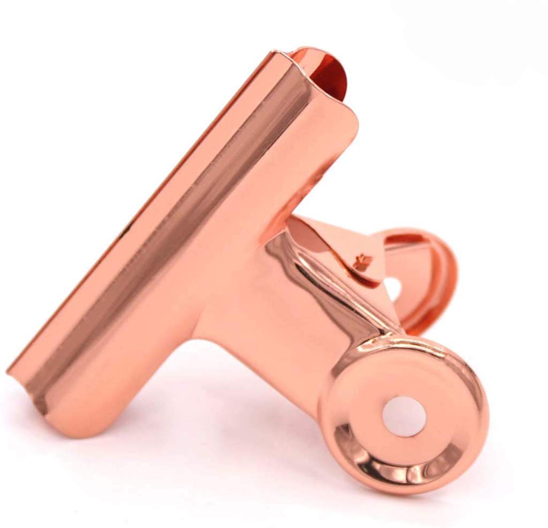 Small Bulldog Paper Clips, 50 Pcs Rose Gold Bulldog Clips, 22mm Metal Binder Paper Clips for Photos, Home Kitchen, Office Supplies (Rose Gold)