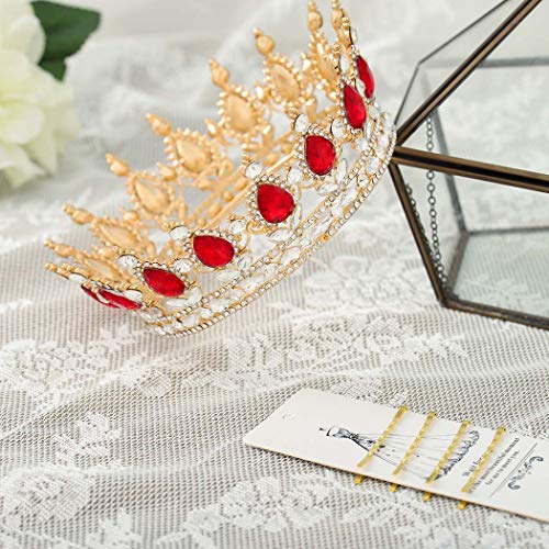 Image of Foyte Baroque Queen Crown and Tiaras Sparkly Rhinestone Wedding Crown Bride Tiaras Royal Princess Full Tiaras Headpieces for Women and Girls