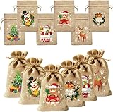 Sac Noël:Vous recevrez 36 Sac Toile de Jute impriment un joli design de Noël, 6 styles d'éléments de Noël différents, la quantité est suffisante, les styles sont diversifiés et le style de conception est à la mode et simple, suffisant pour répondre à vos besoins quotidiens en matière d'emballage.