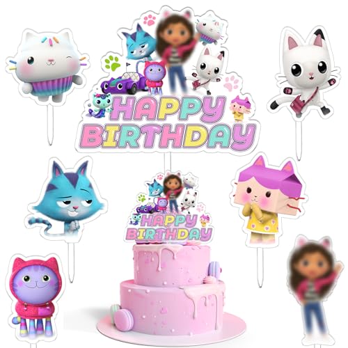 7 Pezzi Gabb decorazioni per torte, Gabb Cake Topper Anniversaire, Gabb Décorations de Cupcakes, Happy Birthday Decorazioni, Cupcake, Bambini Compleann Decorazione