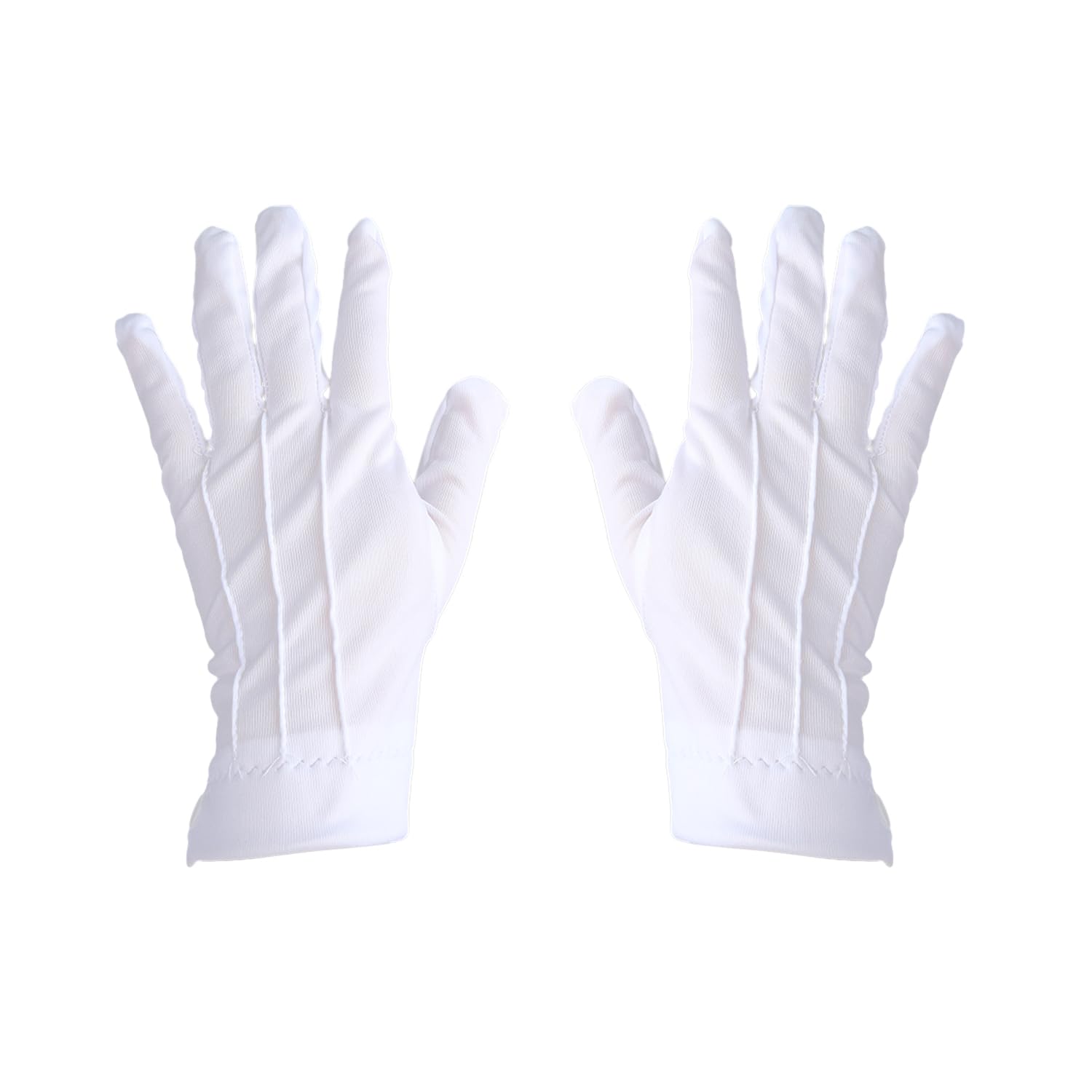 Tabanzhe White Cotton Gloves with Snap Closure - Formal Tuxedo Honor Guard Costume Parade Gloves for Police, Waiters, Drivers, Jewelry Inspection, Household Cleaning