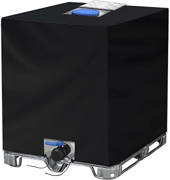 NEVERLAND IBC Tote Cover 275 Gallon - 420D Water Tank Cover, Black Tote Sunshade Waterproof Protective Cover Fit 1000L Garden Water Tank