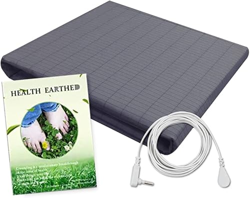 Hoja de conexión a tierra 5% fibra plateada con cable de tierra, hojas de conexión a tierra para un mejor sueño y salud nativa (35 x 90 pulgadas).